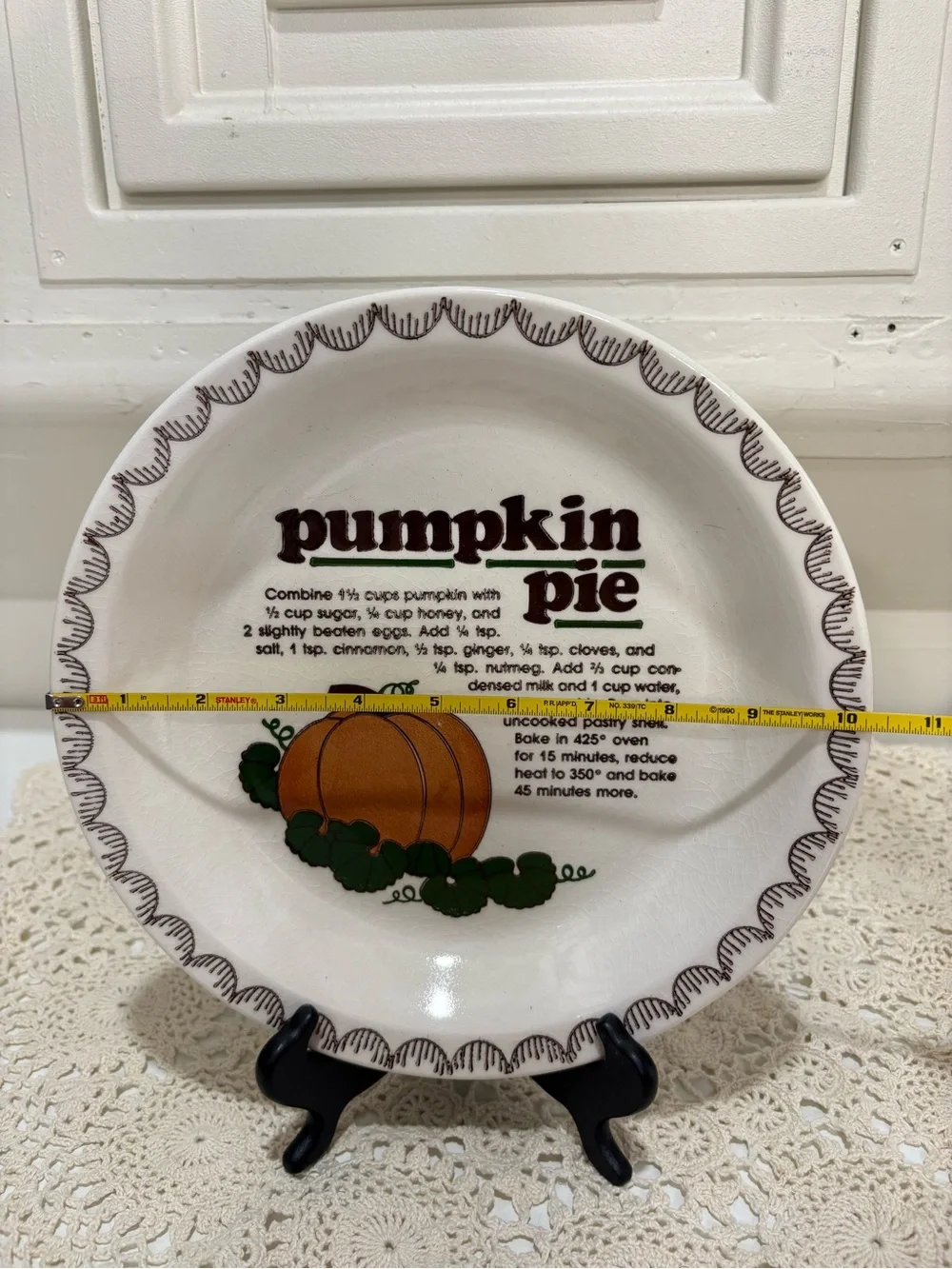 Pumpkin Pie Decorative Serving Plate - White with Orange Pumpkin